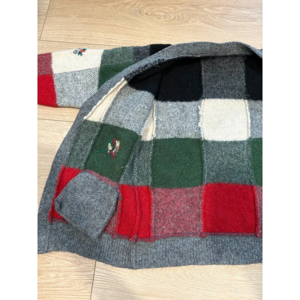 Vintage Hand Embroidered Sweater Apple Picking Fall Wool Cardigan 3S